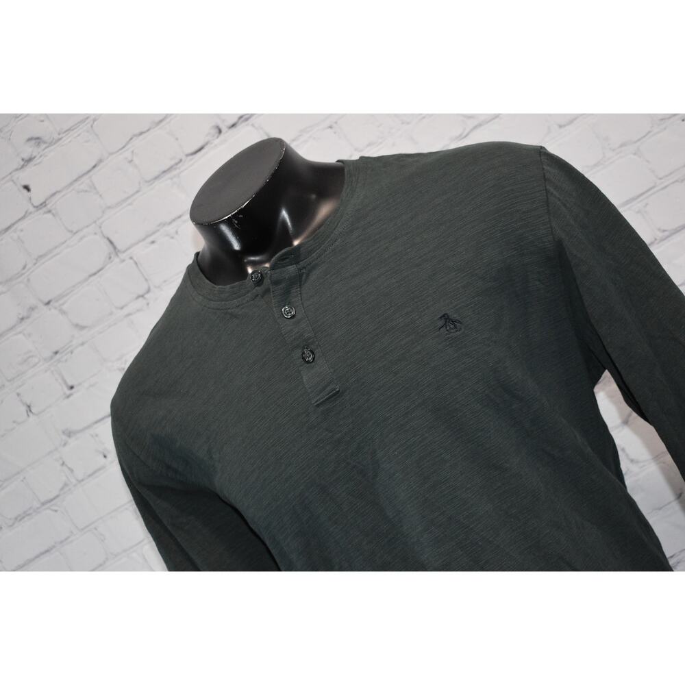 An‎ Original Penguin by Munsingwear Shirt Henley Mens Size 2XL Green Cotton